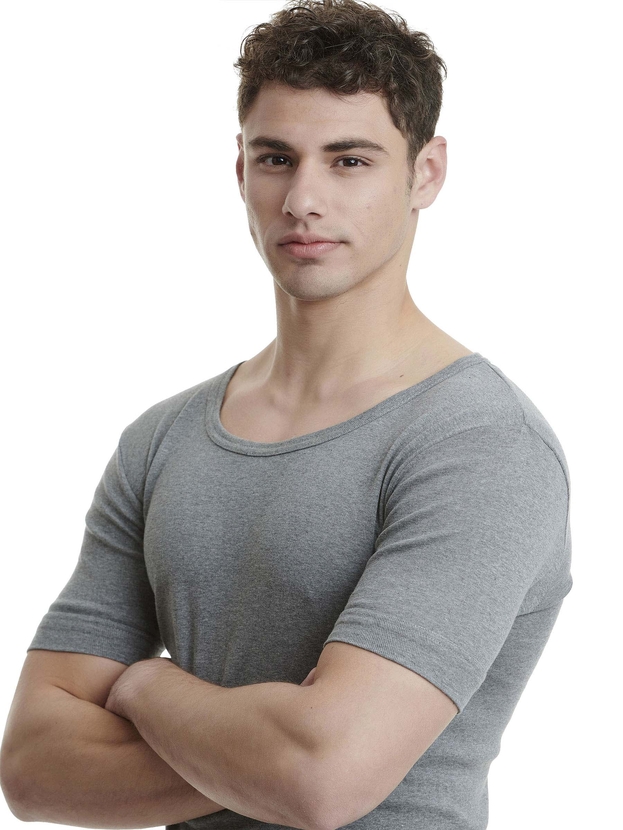 Cotton undershirt with low neckline