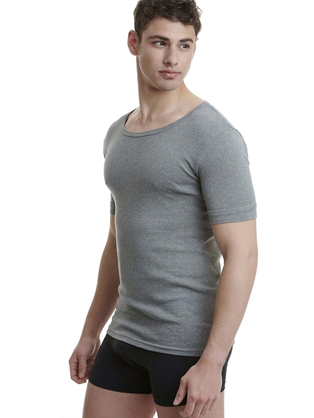 Cotton undershirt with low neckline