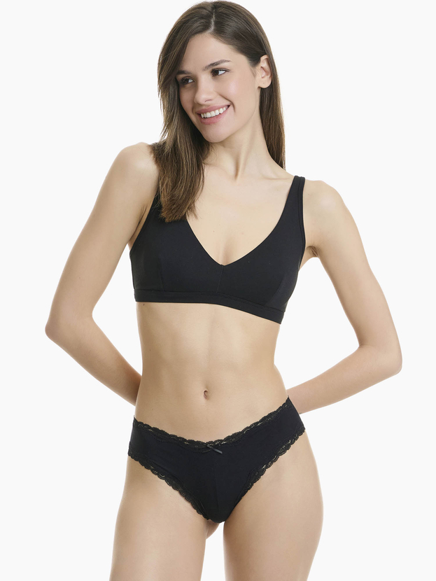 Brazilian σλιπ από bamboo με δαντέλα (2 τμχ.)