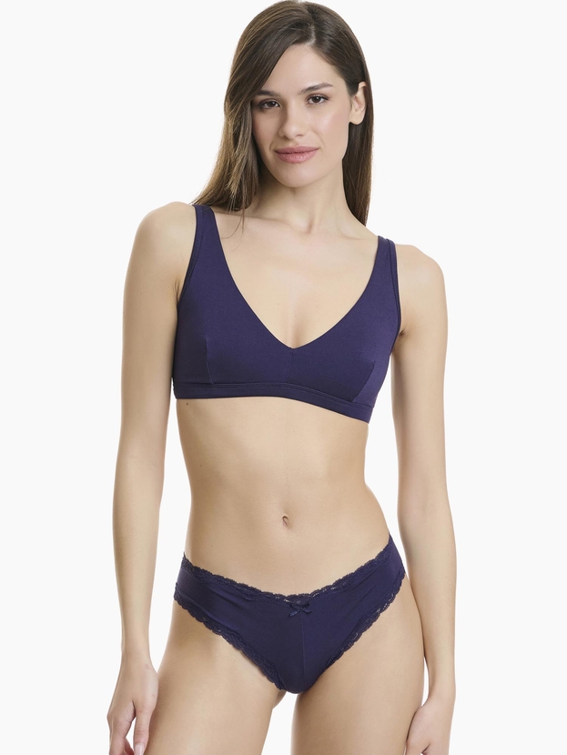 Brazilian σλιπ από bamboo με δαντέλα (2 τμχ.)