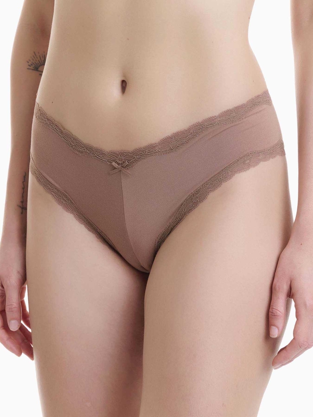 Bamboo Brazilian brief with lace trim (2-pack)