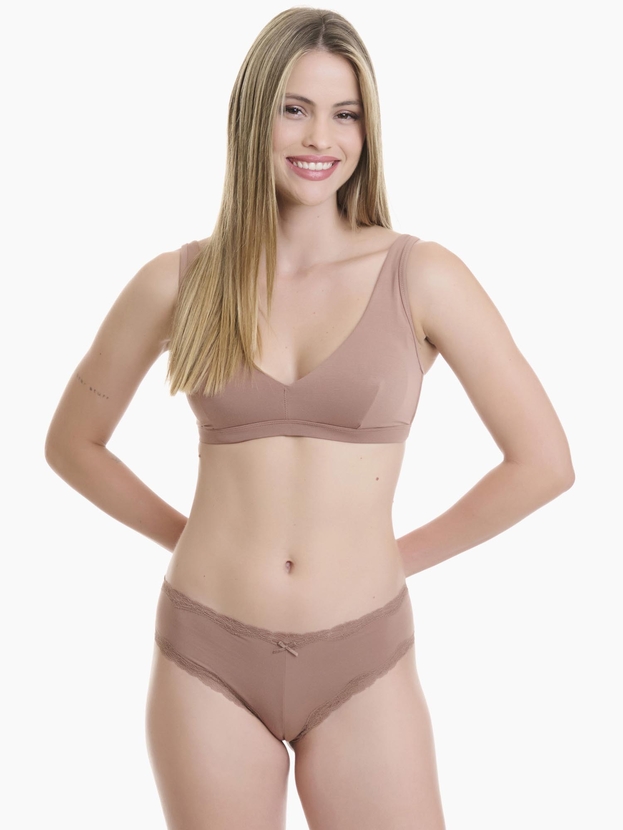 Bamboo Brazilian brief with lace trim (2-pack)