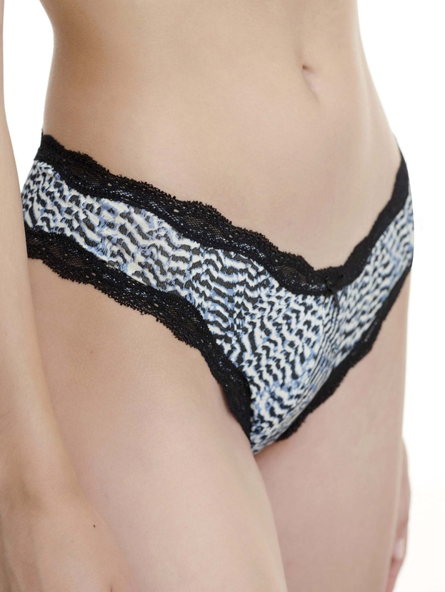 Brazilian σλιπ εμπριμέ από bamboo με δαντέλα (2 τμχ.)