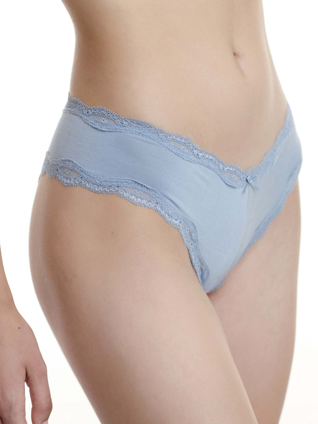 Brazilian σλιπ εμπριμέ από bamboo με δαντέλα (2 τμχ.)