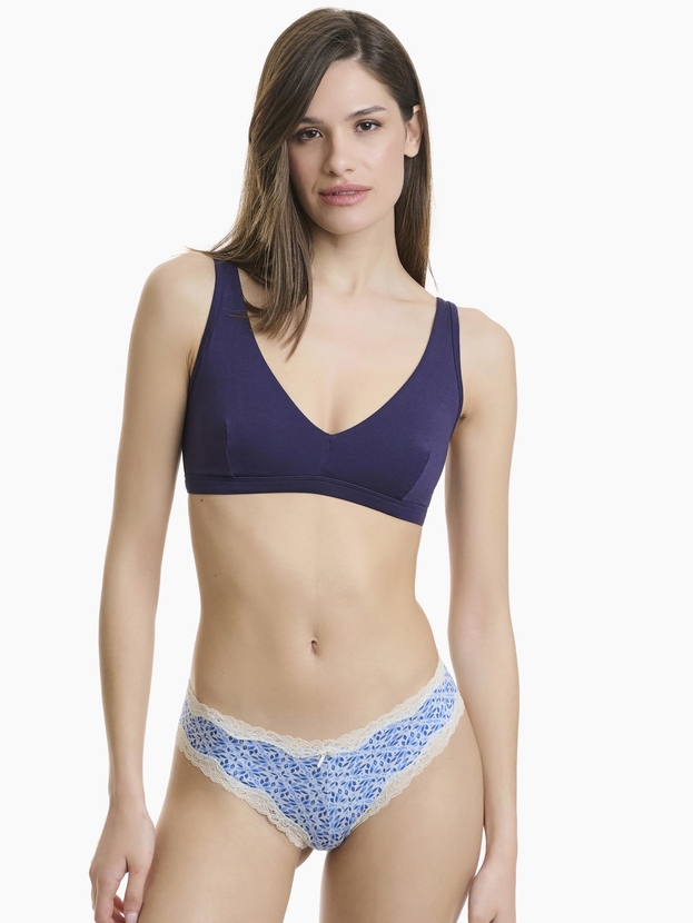 Printed bamboo brazilian brief with lace trim (2-pack)
