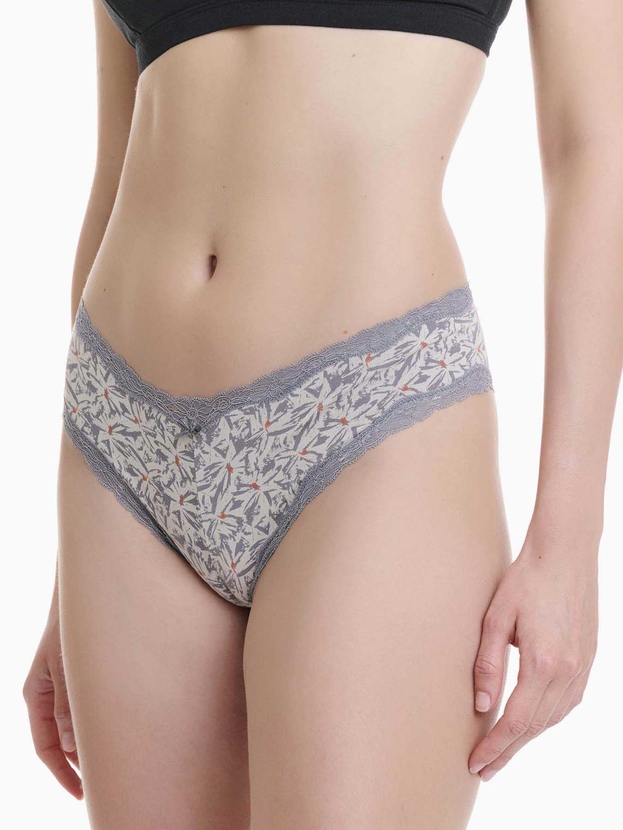 Printed bamboo brazilian brief with lace trim (2-pack)
