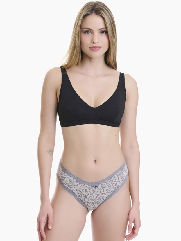 Printed bamboo brazilian brief with lace trim (2-pack)