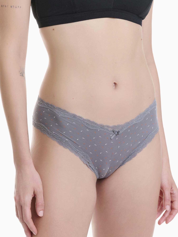 Printed bamboo brazilian brief with lace trim (2-pack)