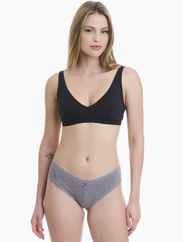 Printed bamboo brazilian brief with lace trim (2-pack)