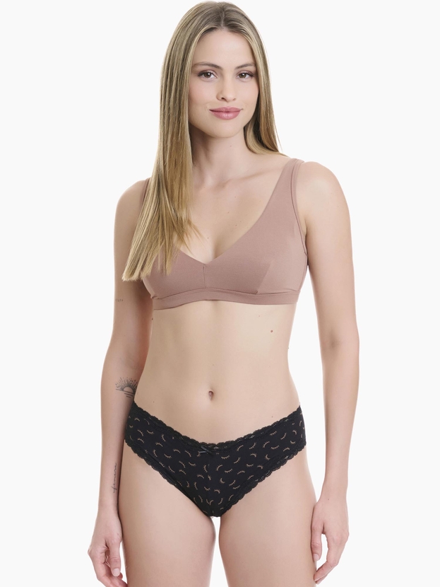 Printed bamboo brazilian brief with lace trim (2-pack)