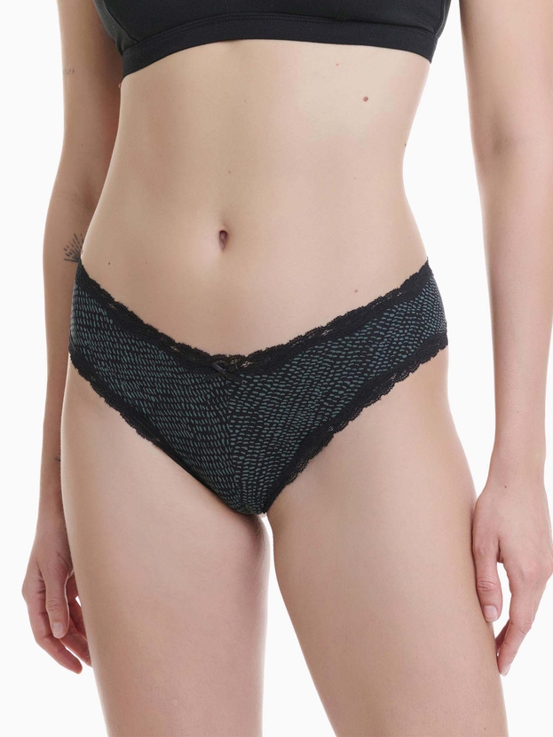 Printed bamboo brazilian brief with lace trim (2-pack)