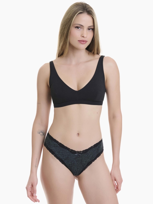 Printed bamboo brazilian brief with lace trim (2-pack)