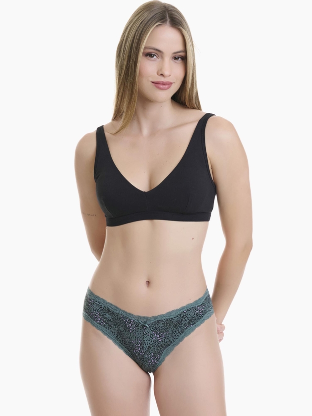 Printed bamboo brazilian brief with lace trim (2-pack)