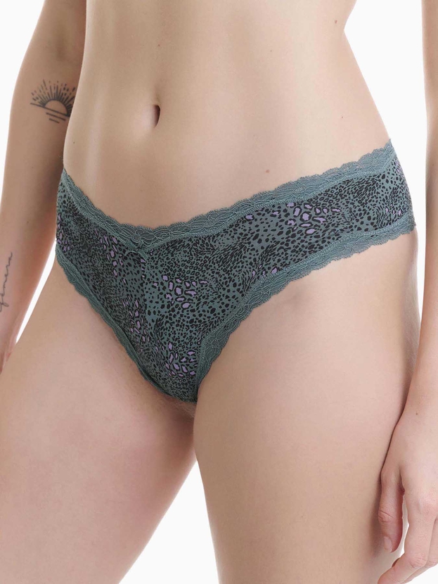 Printed bamboo brazilian brief with lace trim (2-pack)