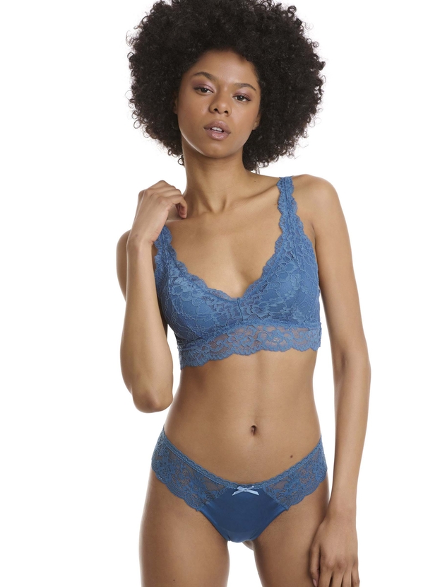 Microfiber lace thong