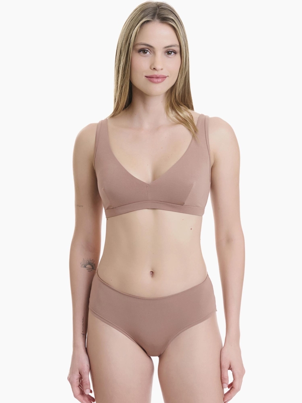 Bamboo hipster brief with lace trim