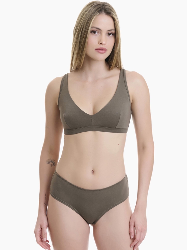 Bamboo hipster brief with lace trim