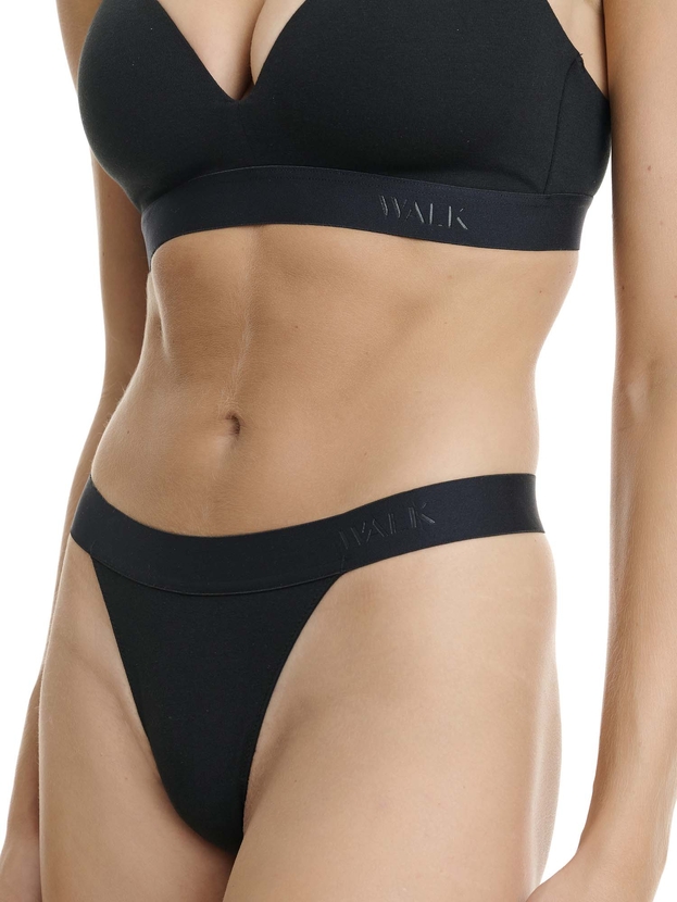 Cotton thong with elastic waistband