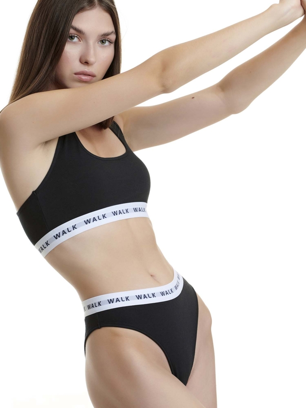 Cotton high-waist Brazilian brief with elastic waistband (2-pack)