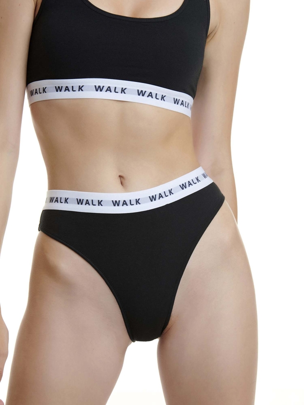 Cotton high-waist Brazilian brief with elastic waistband (2-pack)