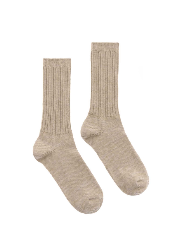 Wool ribbed thermal socks