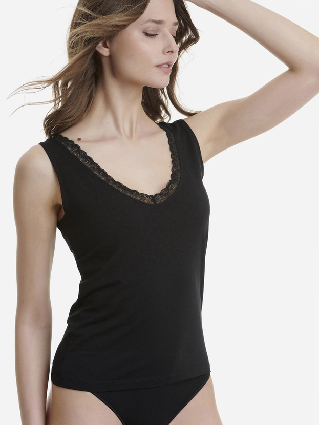 V-neck τοπ από bamboo με δαντέλα