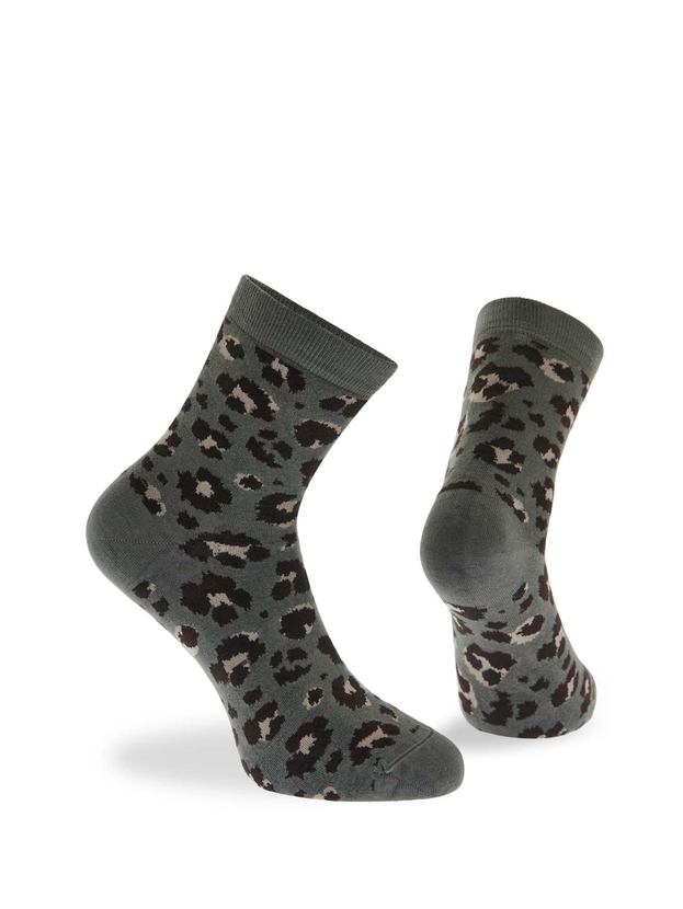 Ημίκοντες κάλτσες από bamboo με σχέδιο λεοπάρ