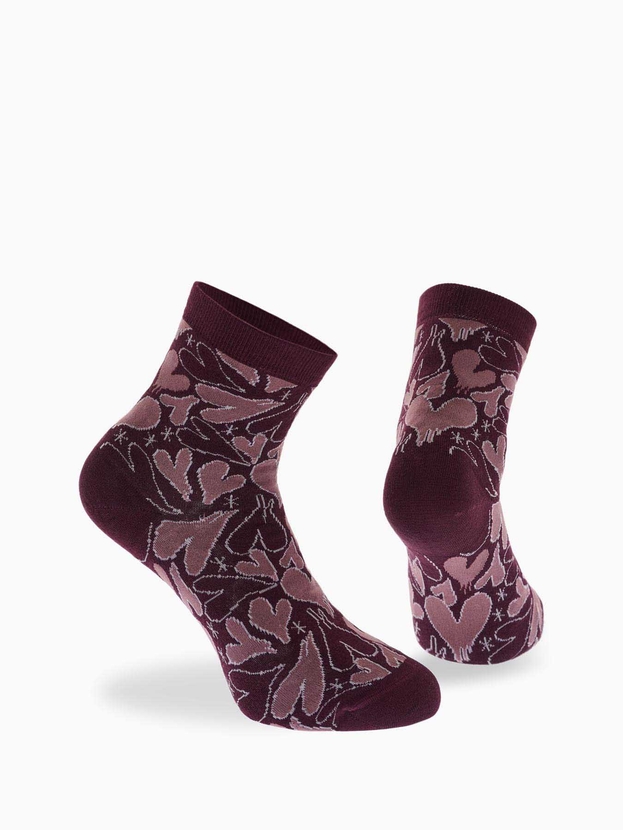 Ημίκοντες κάλτσες από bamboo με σχέδιο hearts