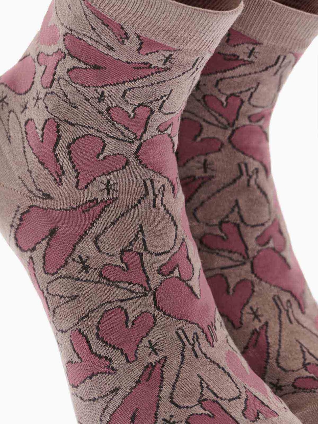 Ημίκοντες κάλτσες από bamboo με σχέδιο hearts