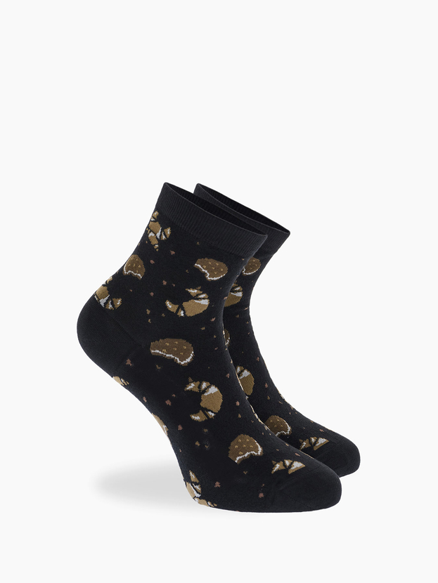 Ημίκοντες κάλτσες από bamboo με σχέδιο croissant