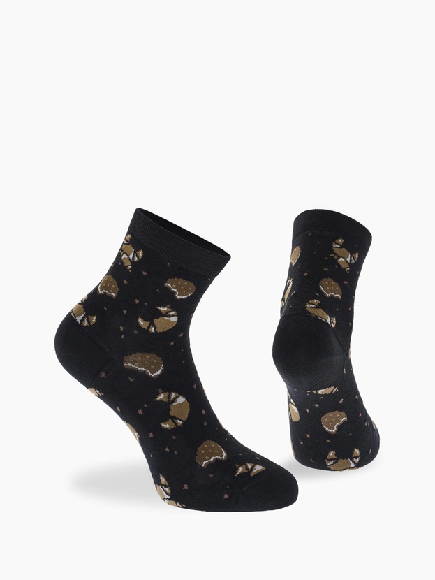 Ημίκοντες κάλτσες από bamboo με σχέδιο croissant