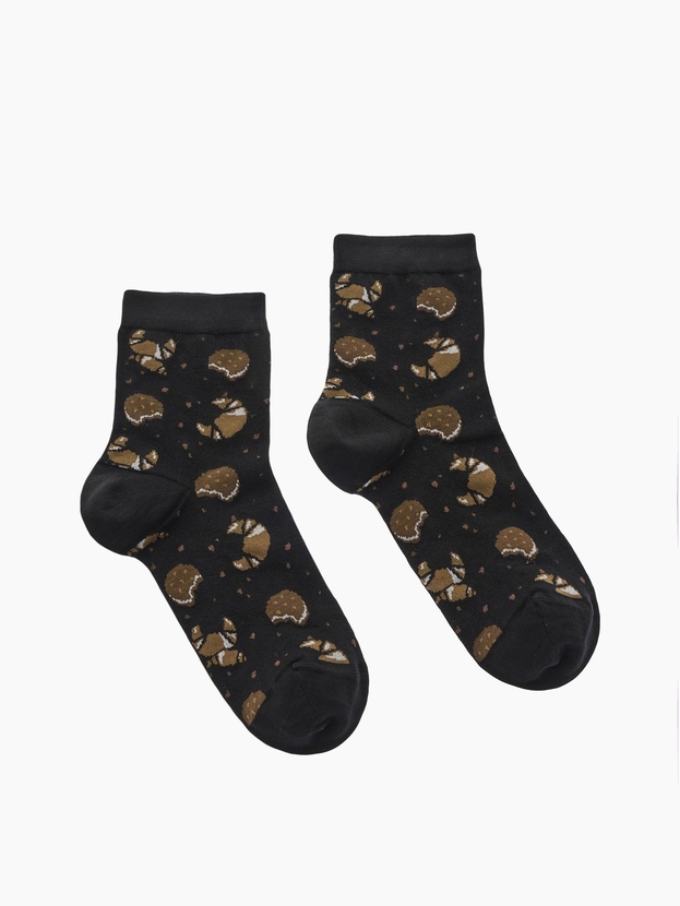 Ημίκοντες κάλτσες από bamboo με σχέδιο croissant