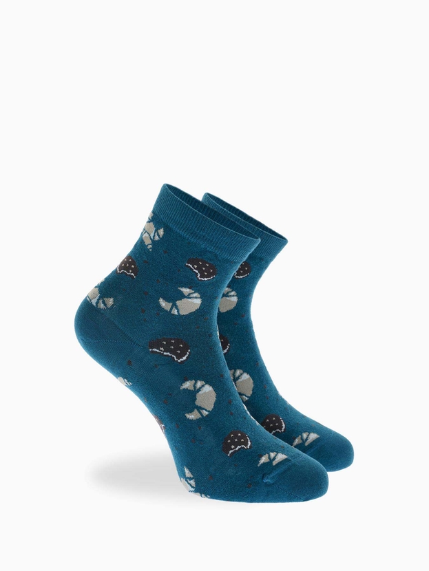 Ημίκοντες κάλτσες από bamboo με σχέδιο croissant