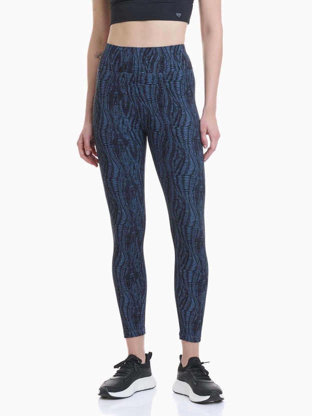 Seamless ribbed sports leggings with allover print