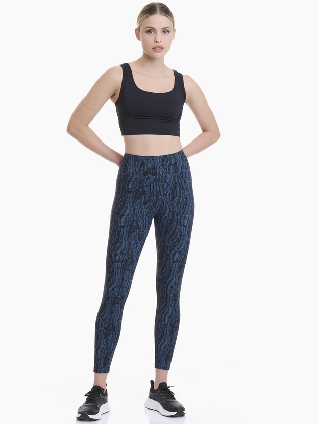 Seamless ribbed sports leggings with allover print