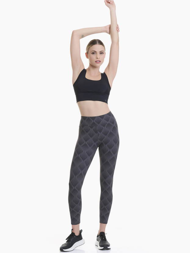 Seamless ribbed sports leggings with allover print